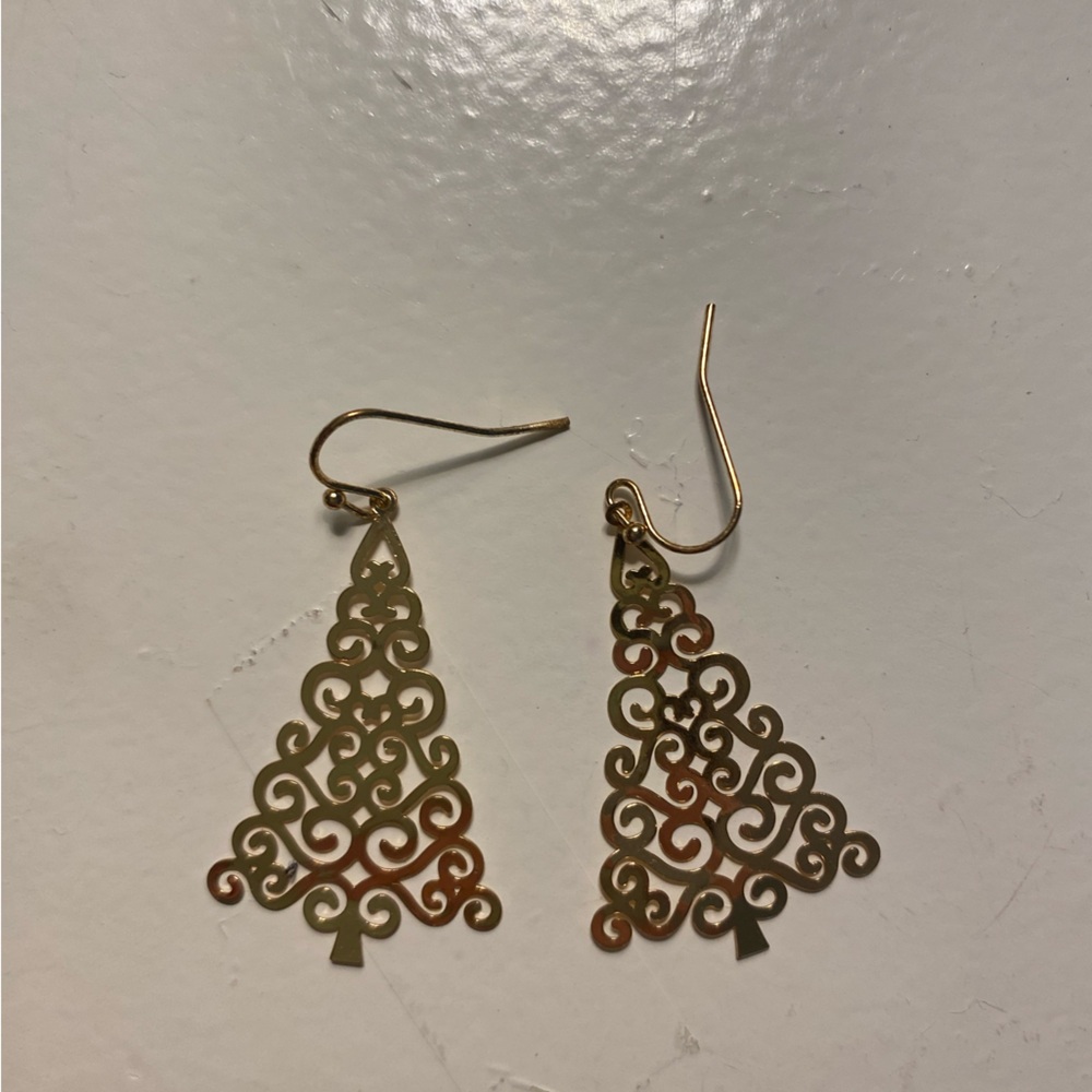 Elegant Gold Christmas tree Earrings